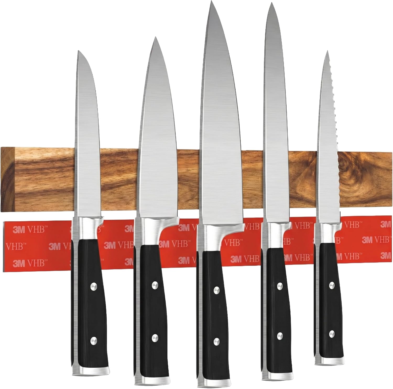 Thumbnail 6 de CUCINO Self-Adhesive Magnetic Knife Strip (Walnut, 40 cm) with Extra-Strong Magnet