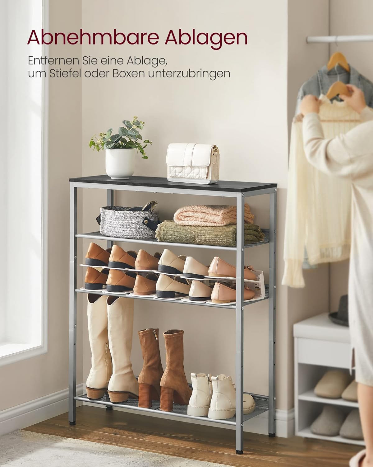 Thumbnail 4 de VASAGLE Schuhregal LBS038E22 mit 5 Ebenen – platzsparende Schuhablage im Industrie-Style