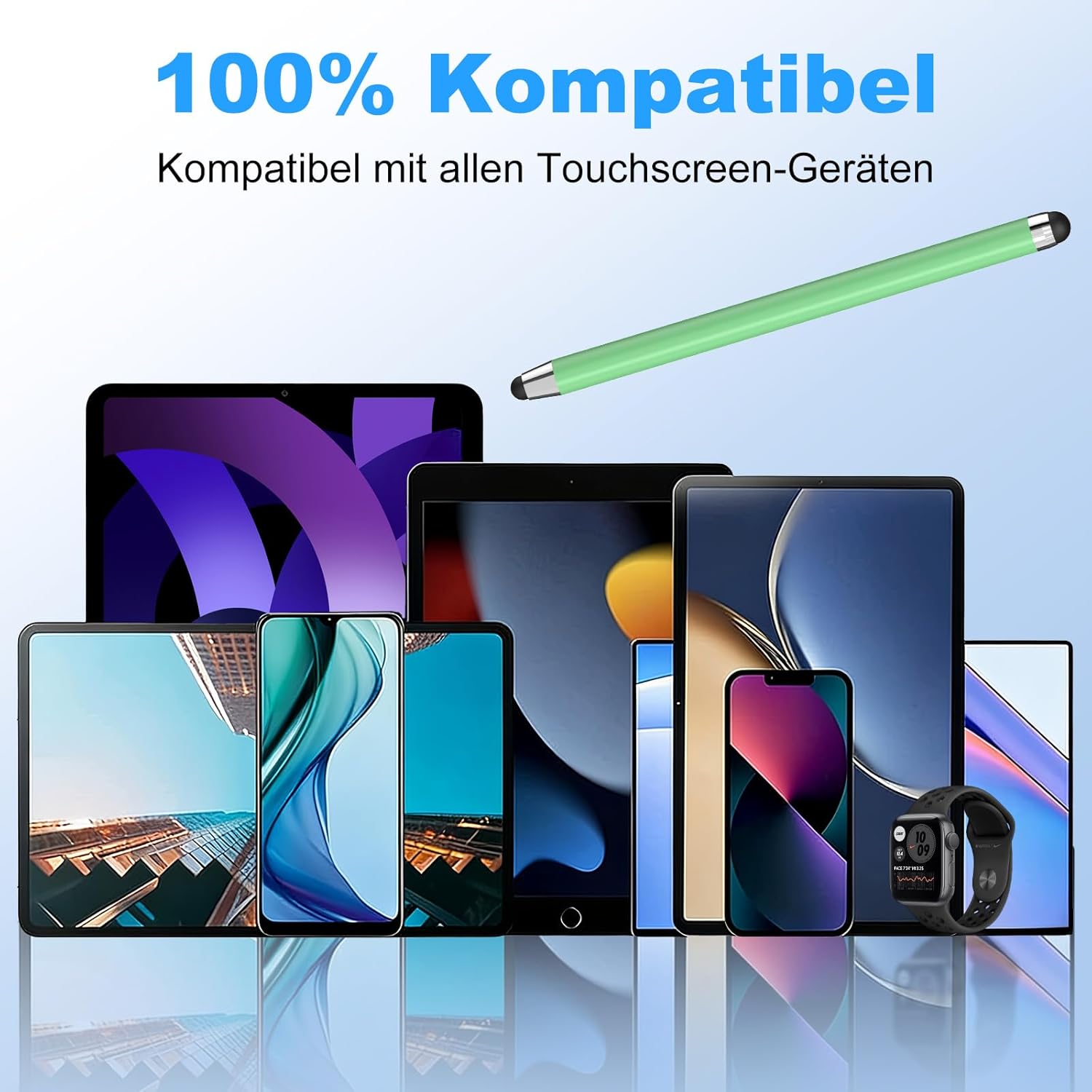 Detalle de 2-in-1 Tablet-Stift mit 20 Gummispitzen (0,35"/0,24") – 10 Touchstifte für Smartphone, Tablet & Laptop