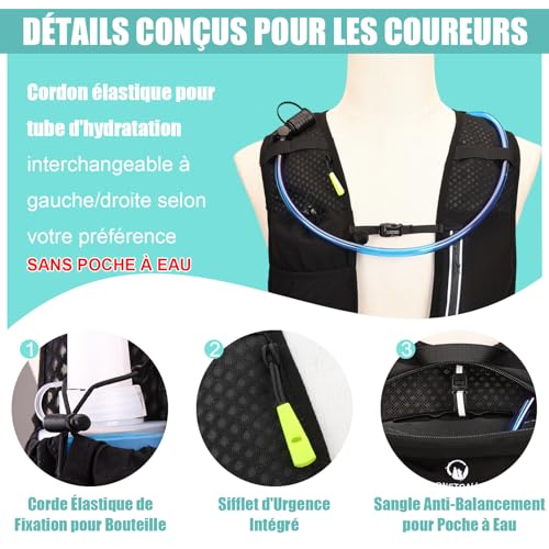 Thumbnail 9 de ONETOALL Gilet Hydratation Running Femme Réfléchissant avec Flasque 500 ML et LED – Version légère pour Marathon et Trail