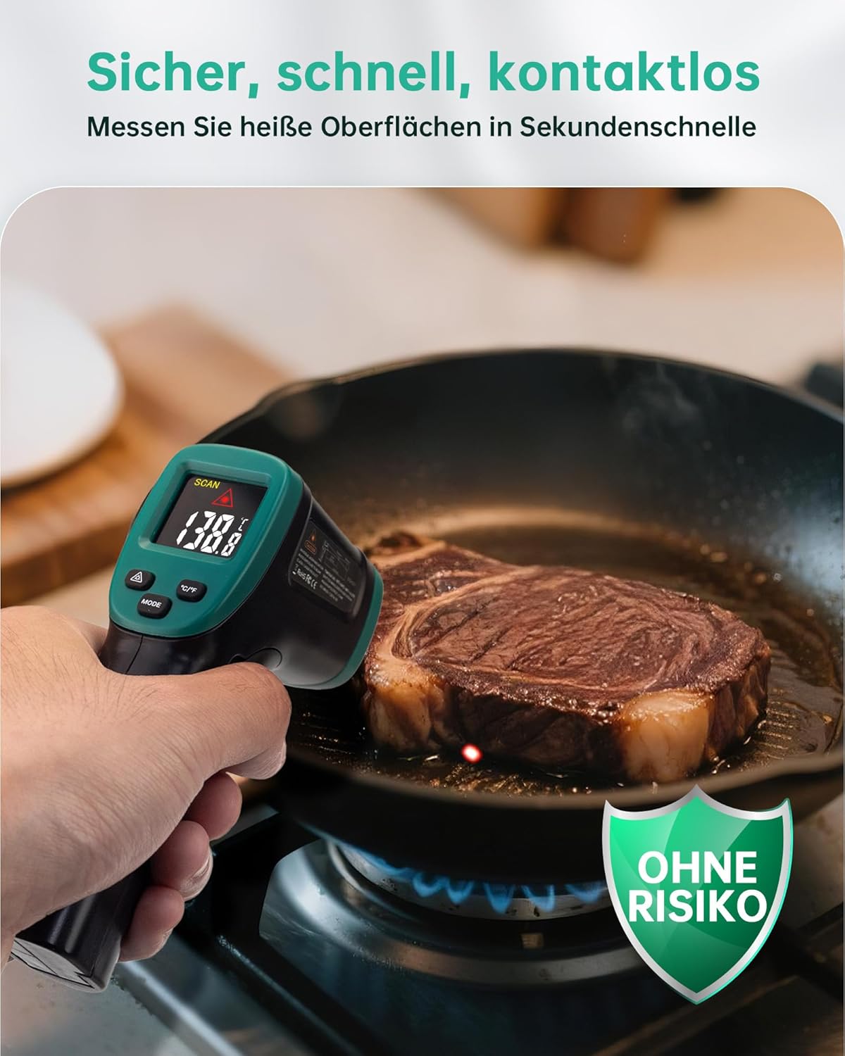 Thumbnail 6 de ERICKHILL Infrarot-Thermometer berührungslos -50 bis 800 °C mit LCD und einstellbarem Emissionsgrad