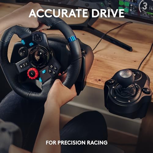 Detalle de Logitech G29 Driving Force Racing Wheel, Pedals, and Shifter — Real Leather, Force Feedback, for PS5, PS4, PC, Mac