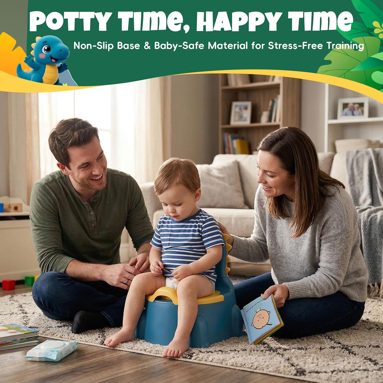 Thumbnail 2 de Dinosaur Potty Training Toilet for Toddlers – Blue (1–6 years)