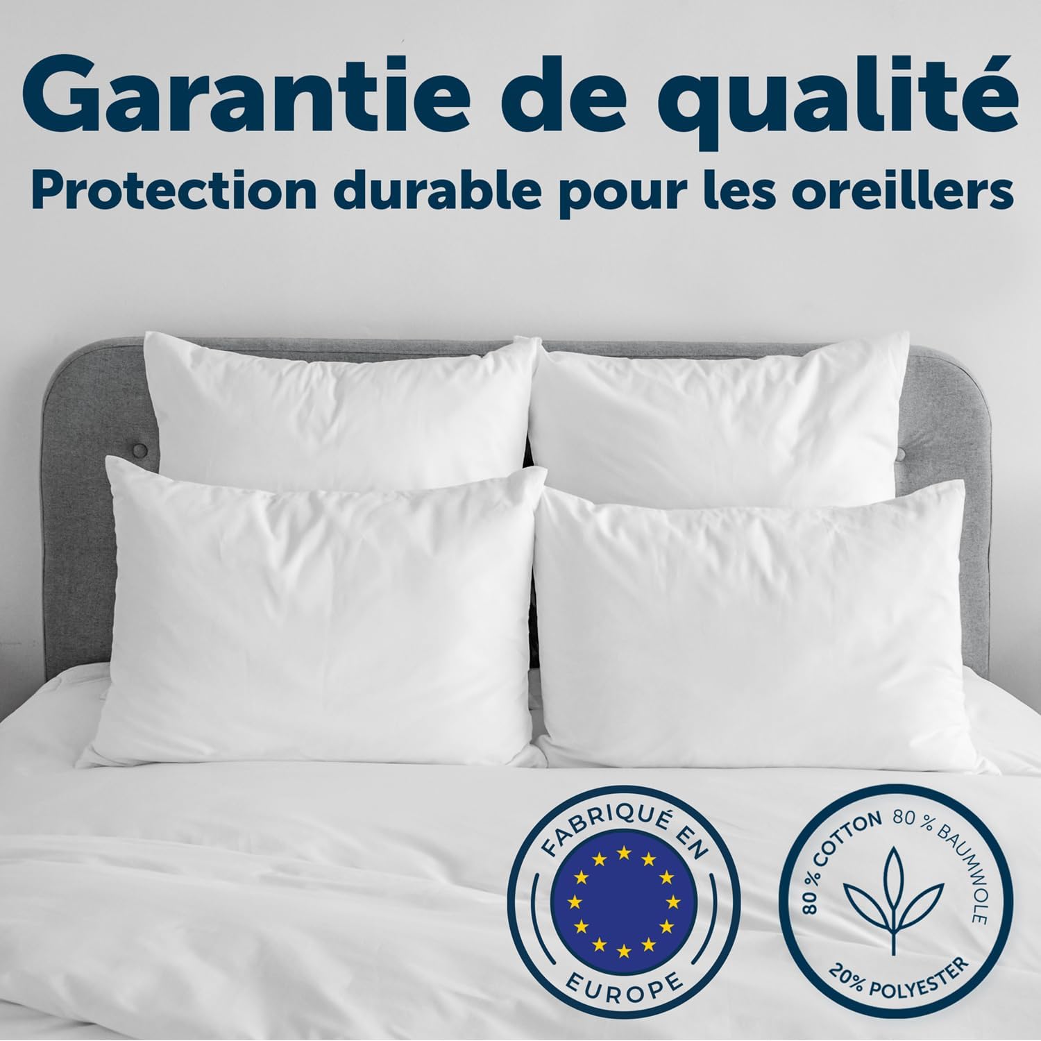 Detalle de Blumtal Housse de Coussin de lit Impermeable – Taie 40x60, anti-acariens, certifiée OEKO-TEX, 2 pièces