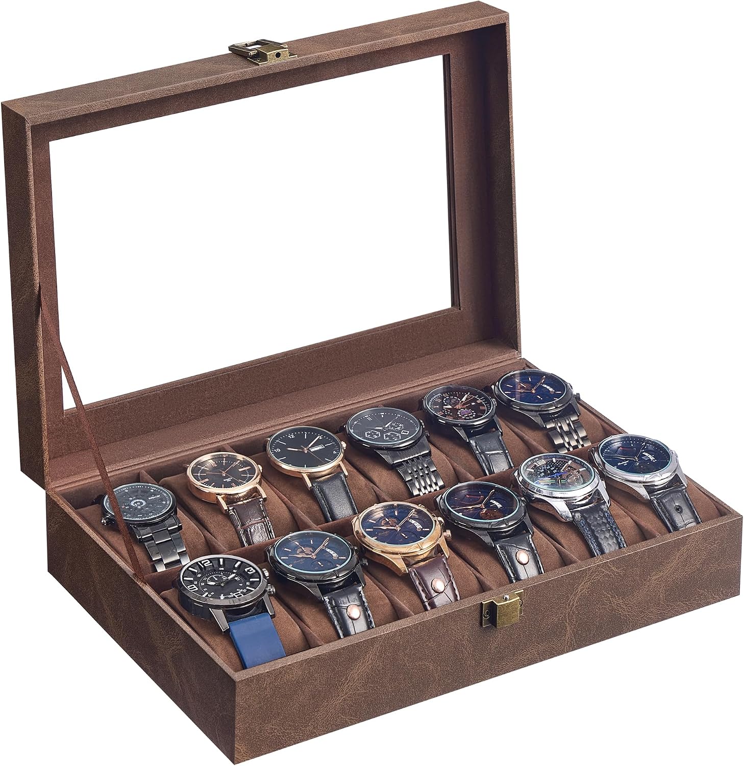 Thumbnail 6 de SONGMICS BRIDIE JWB120R01 horlogebox met 12 vakken en glazen deksel