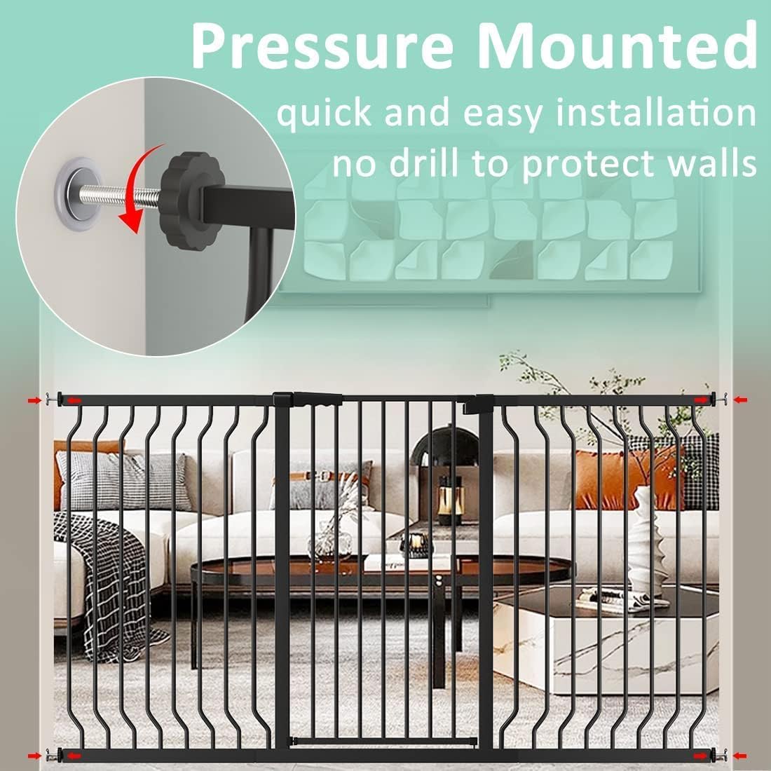 Thumbnail 4 de ALLAIBB 40.55" Extra Tall Baby Gate, White, Pressure-Mounted, Auto-Close