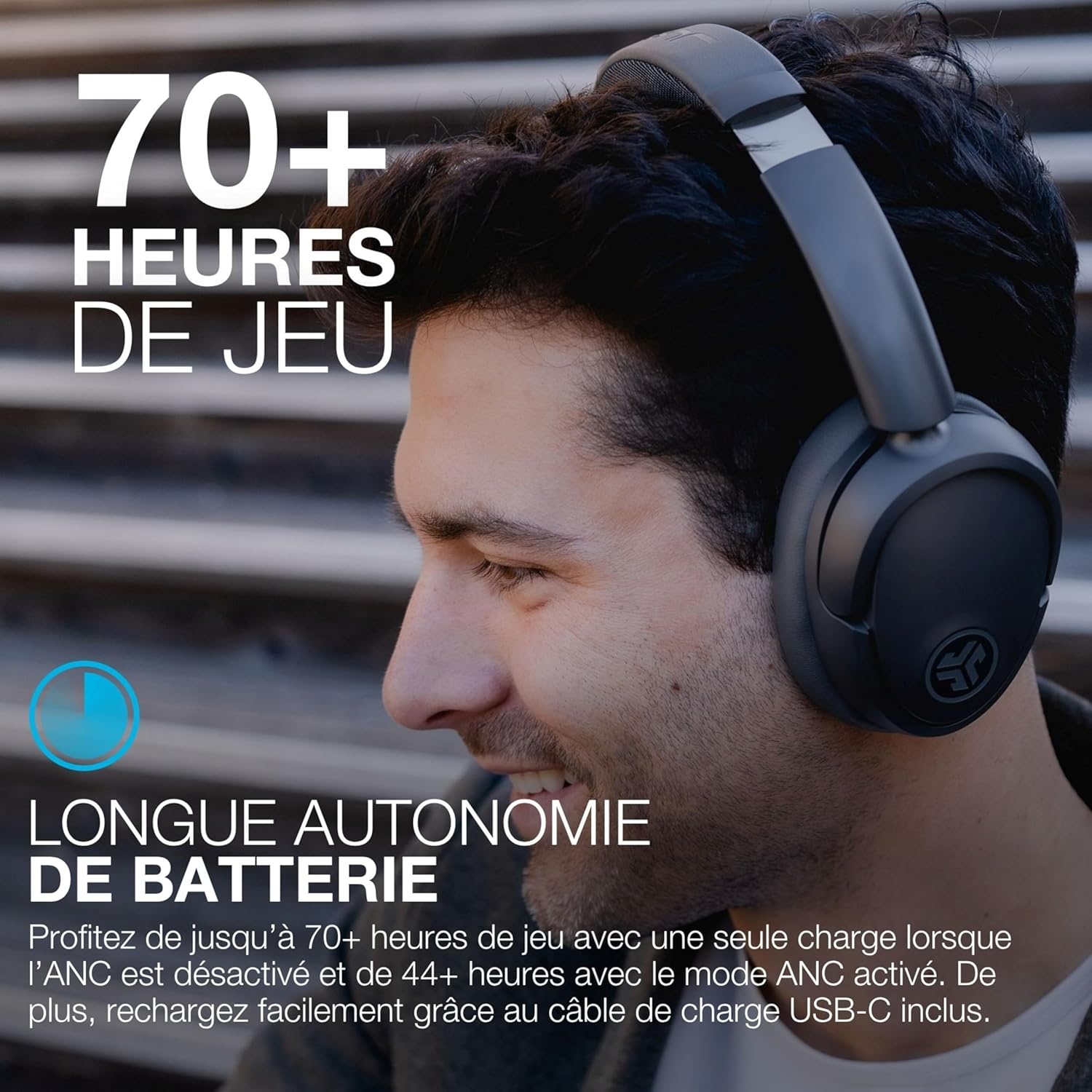 Thumbnail 2 de JLab JBuds LUX ANC : casque Bluetooth supra-auriculaire pliable avec réduction de bruit active