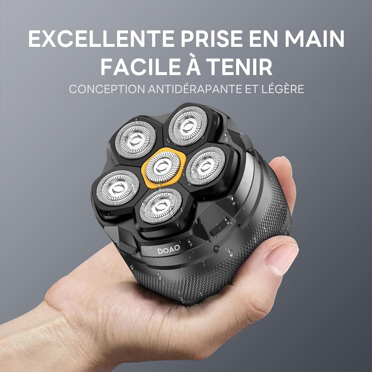 Detalle 2 de DOAO Rasoir Tête Chauve Homme 2024 étanche sans fil à 6 têtes flexibles (USB‑C)