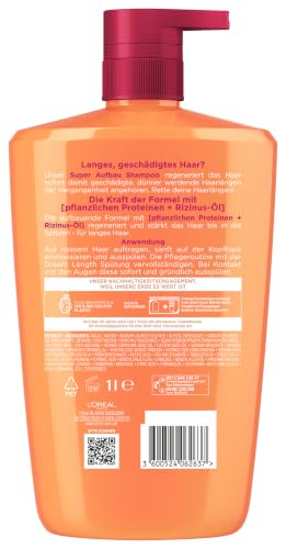 Detalle de L'Oréal Paris Elvital Dream Length Super Aufbau Shampoo 1000 ml – gegen Spliss und Haarbruch