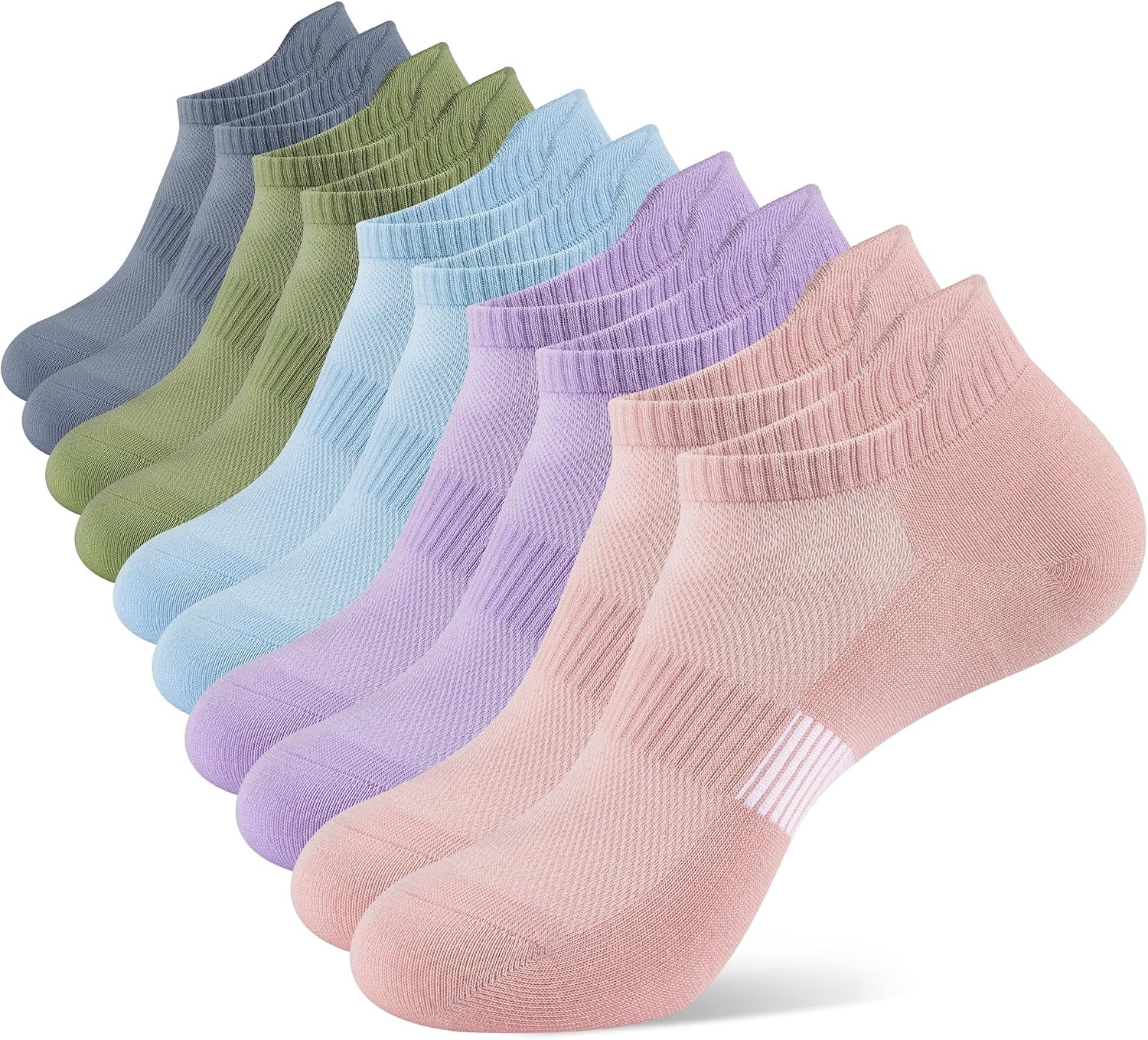 Detalle de YOJOOM Women's Running Socks 5 Pairs – Cotton Ankle Trainers, Breathable Low Cut Seamless Socks