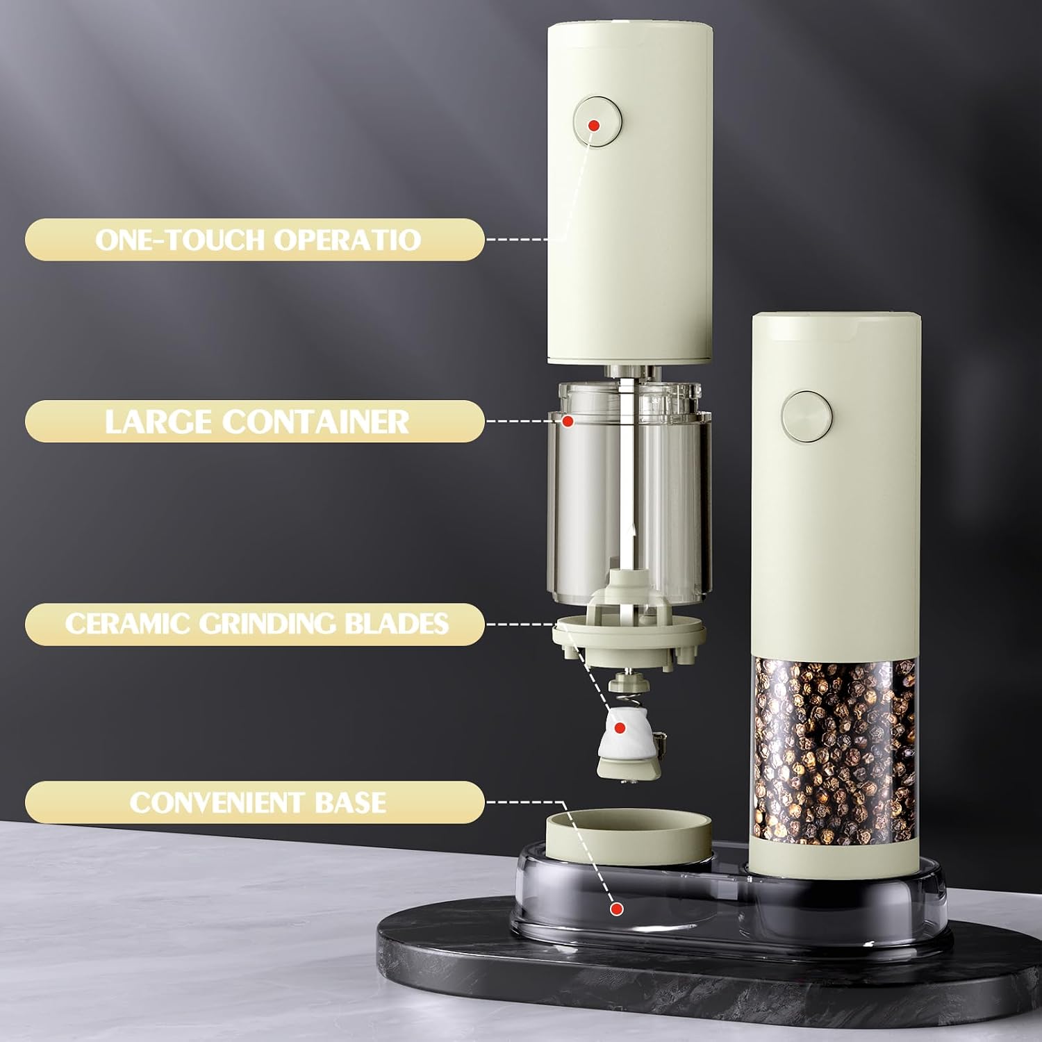 Thumbnail 6 de Electric Salt and Pepper Grinder Set with 5 Grind Settings