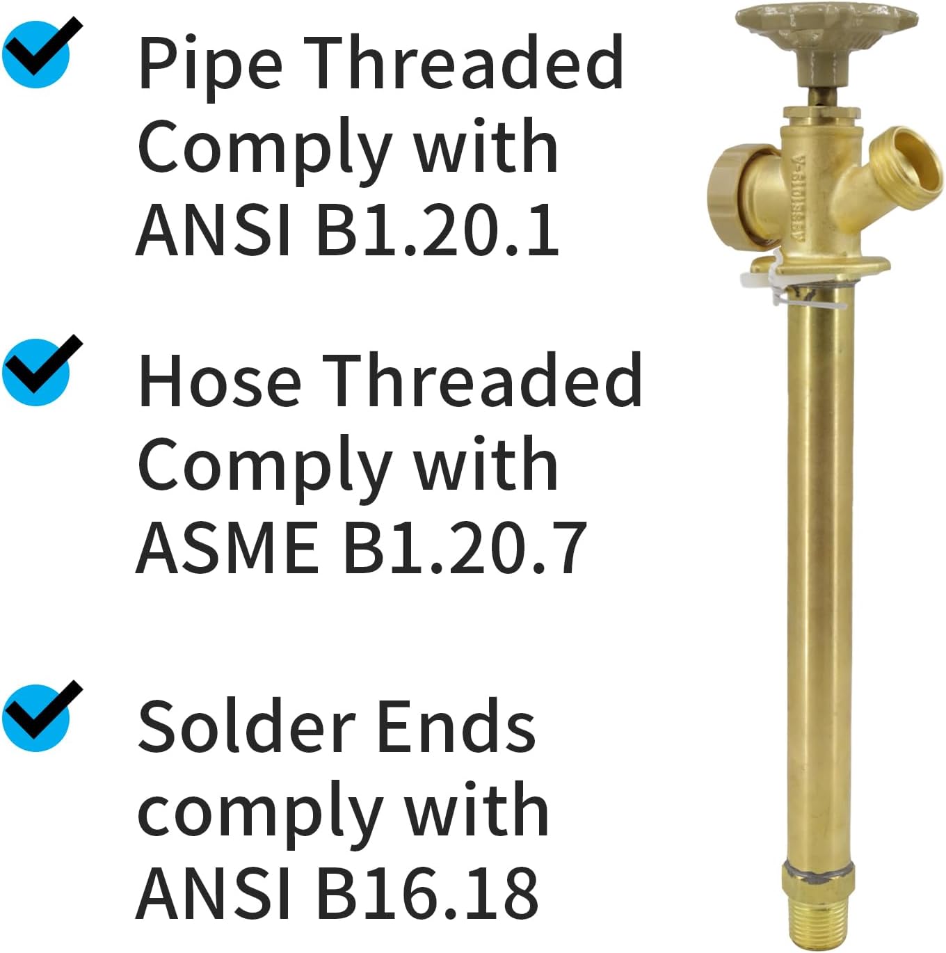 Detalle 1 de Himaweek FROST06 8-Inch Frost-Free Sillcock Valve, Anti-Siphon Brass