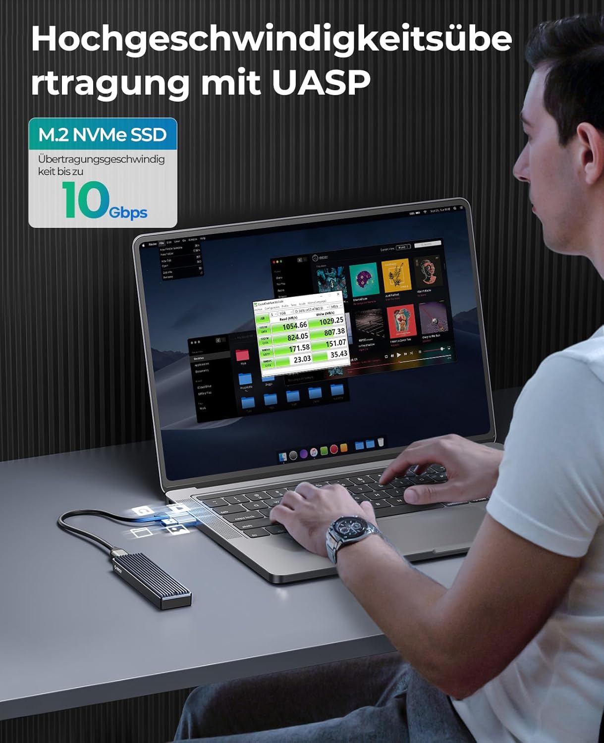 Detalle 2 de ORICO M.2 NVMe SSD Gehäuse 10 Gbit/s 💾