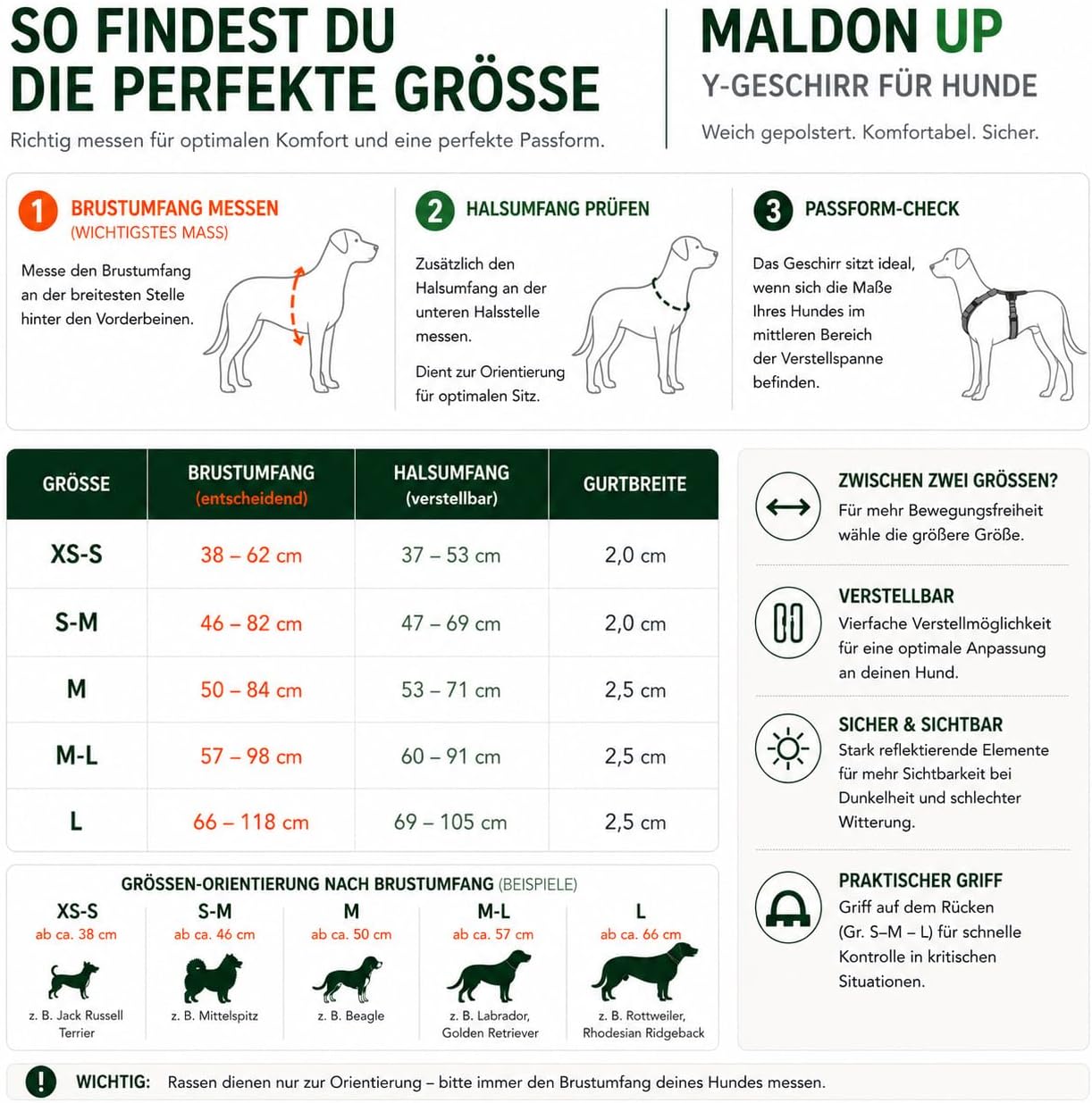 Detalle 2 de Hunter Hundegeschirr Maldon UP M hellgrau/grau – reflektierend, gepolstert, 4-fach verstellbar