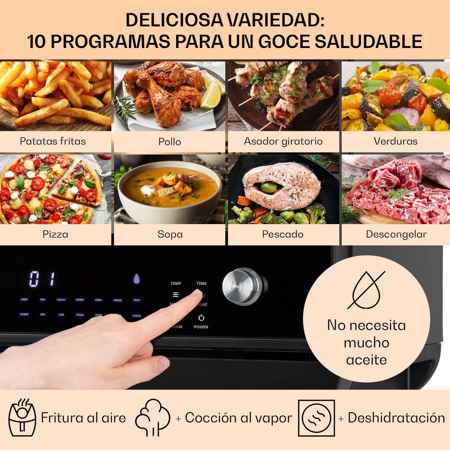 Detalle 1 de Klarstein Horno Freidora de Aire 2450W