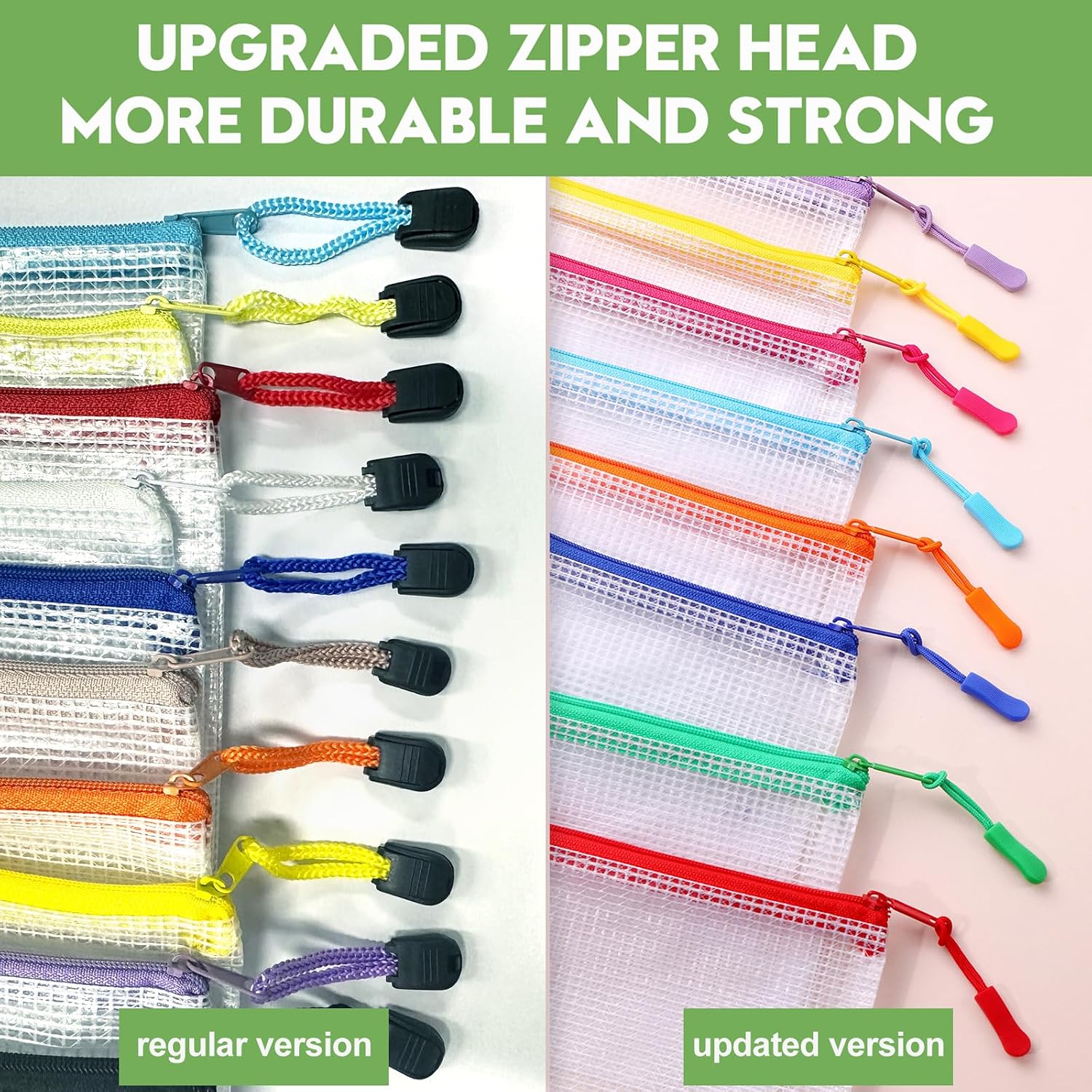 Detalle de YOPCDJ A4 Mesh Zipper Pouches, 12-Pack PVC File Bags in 6 Colors