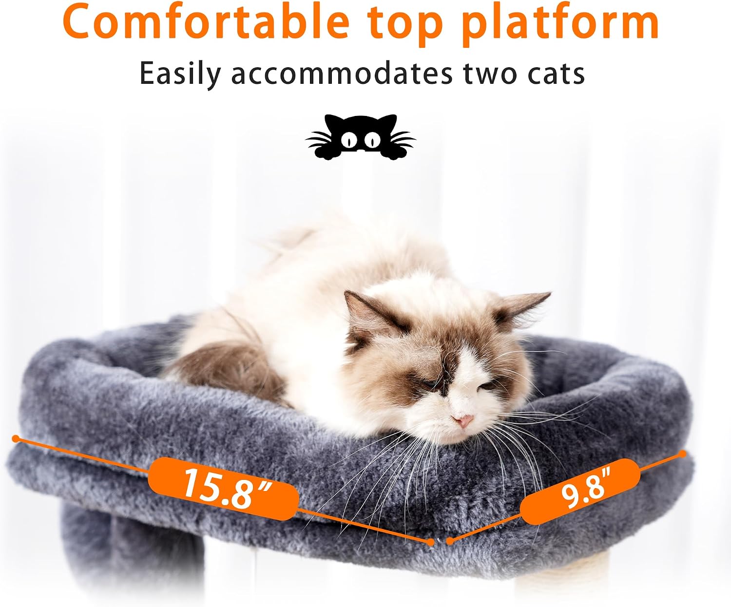 Thumbnail 2 de Heybly Cat Tree, 100 cm Tower Condo with Cat Scratching Post – Smoky Gray HCT006SG