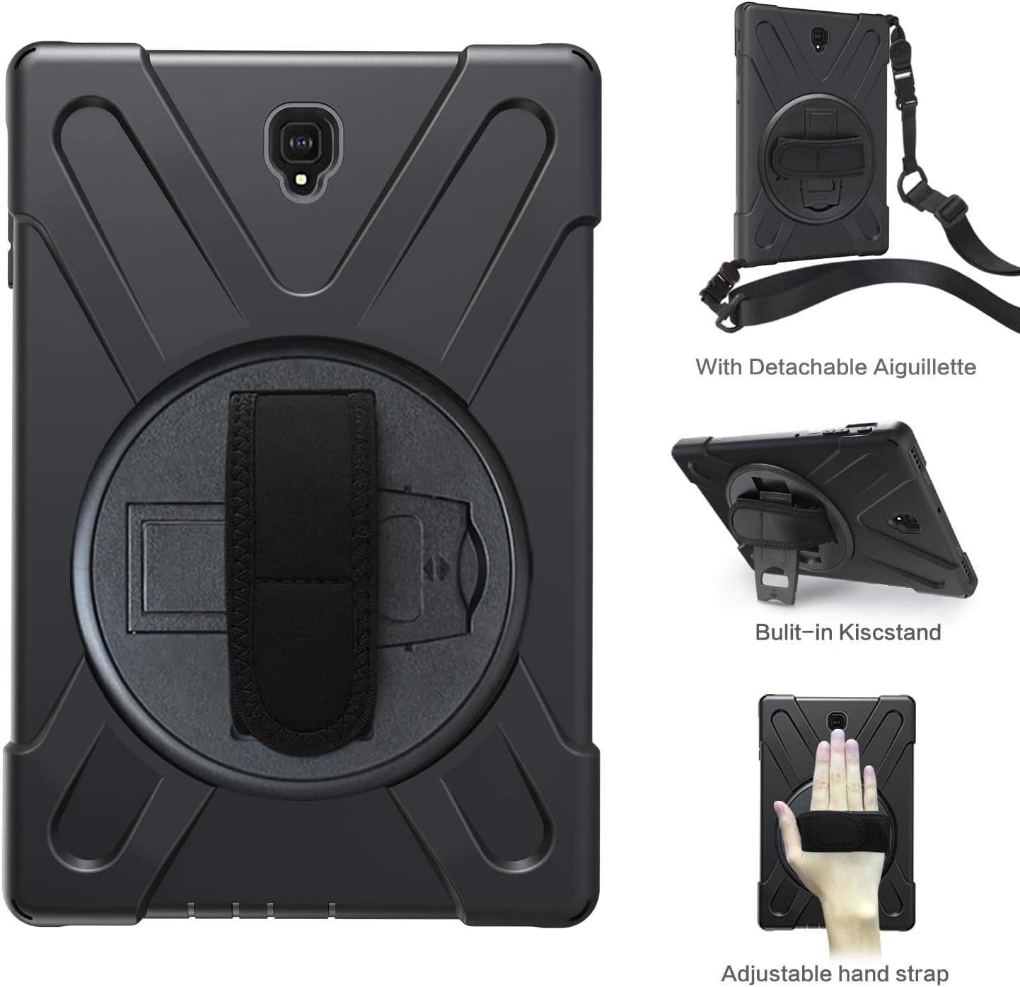 Thumbnail 1 de Gerutek Heavy-Duty Rugged Case with 360° Stand and Strap for Samsung Galaxy Tab S4 10.5 (SM-T830/T835/T837), Black