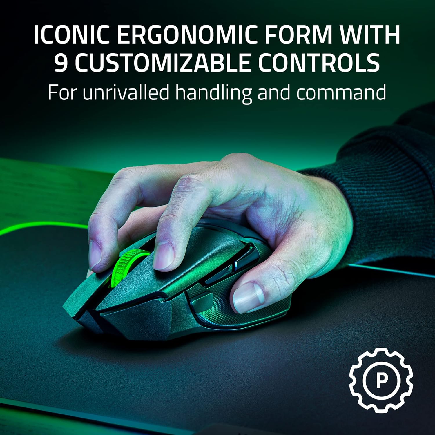 Thumbnail 1 de Razer Basilisk V3 X HyperSpeed — Wireless Gaming Mouse with 18K Optical Sensor, Chroma RGB, 9 Programmable Controls