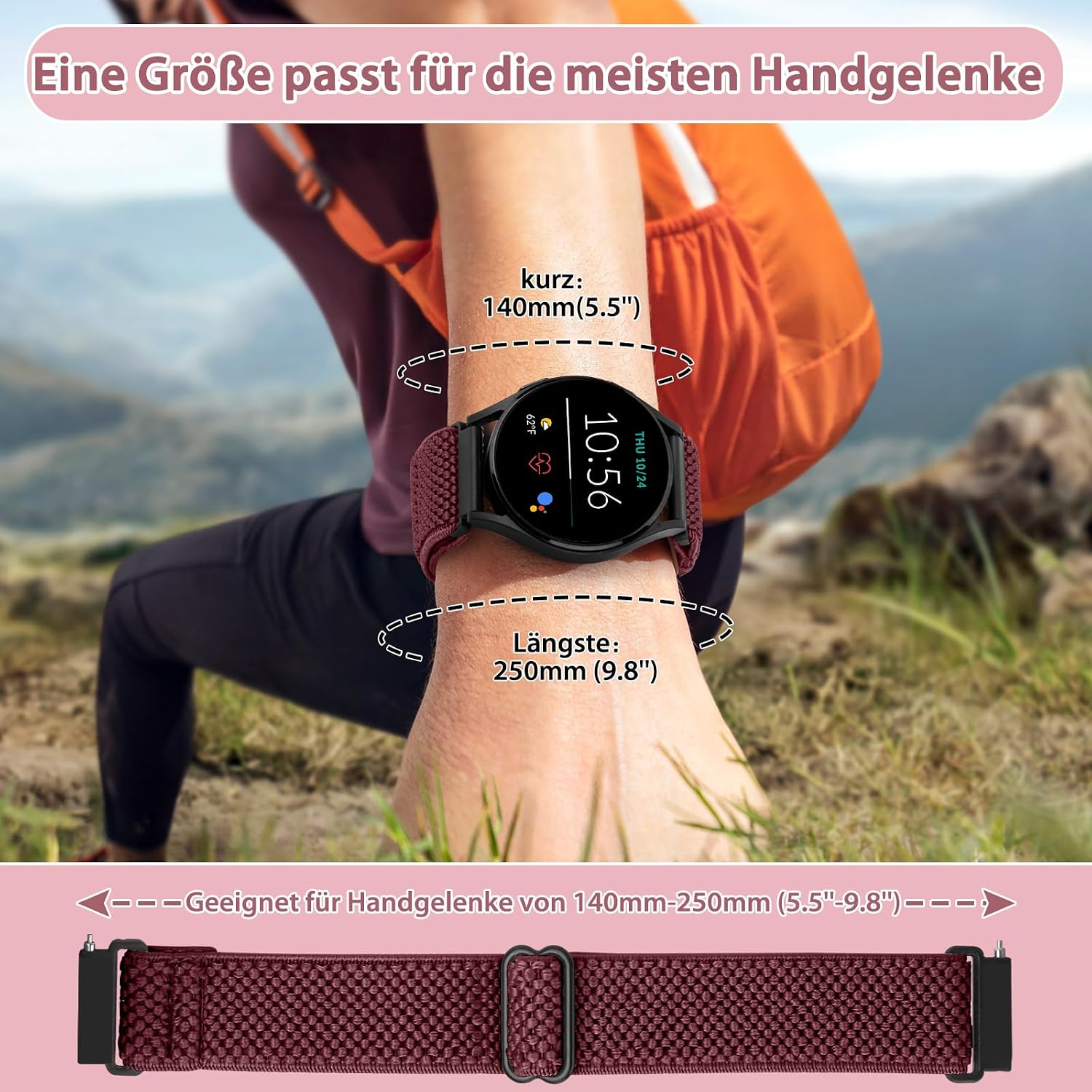 Detalle de SHIJZWD Elastisches Uhrenarmband 22 mm Nylon