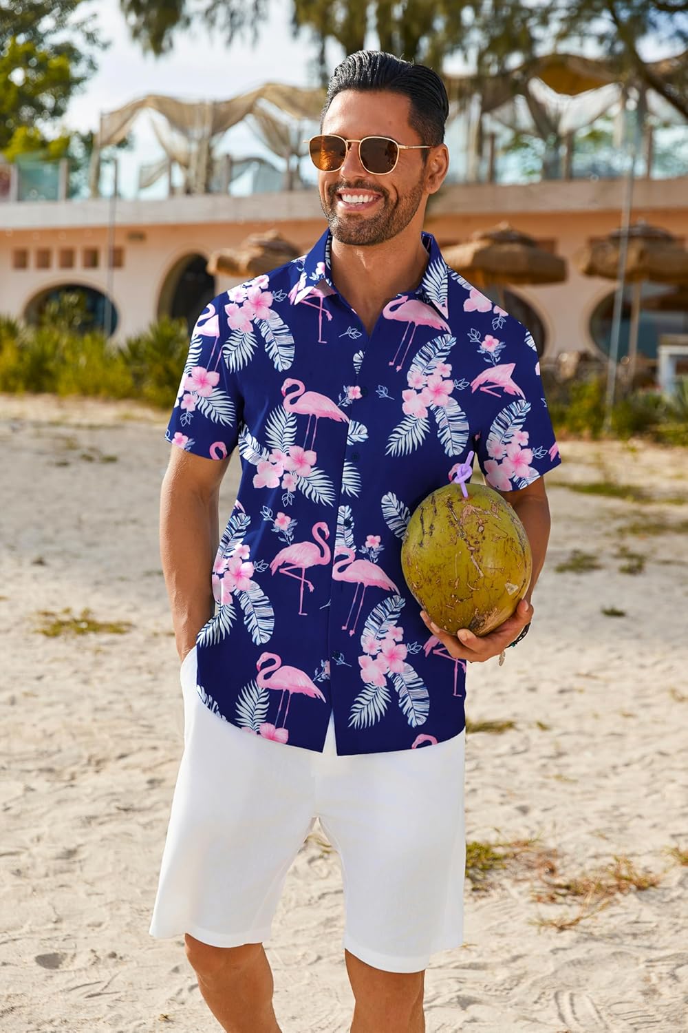 Thumbnail 2 de COOFANDY Men's Hawaiian Shirt Short Sleeve Button Down – Vibrant Tropical Floral for Summer Beach Vibes