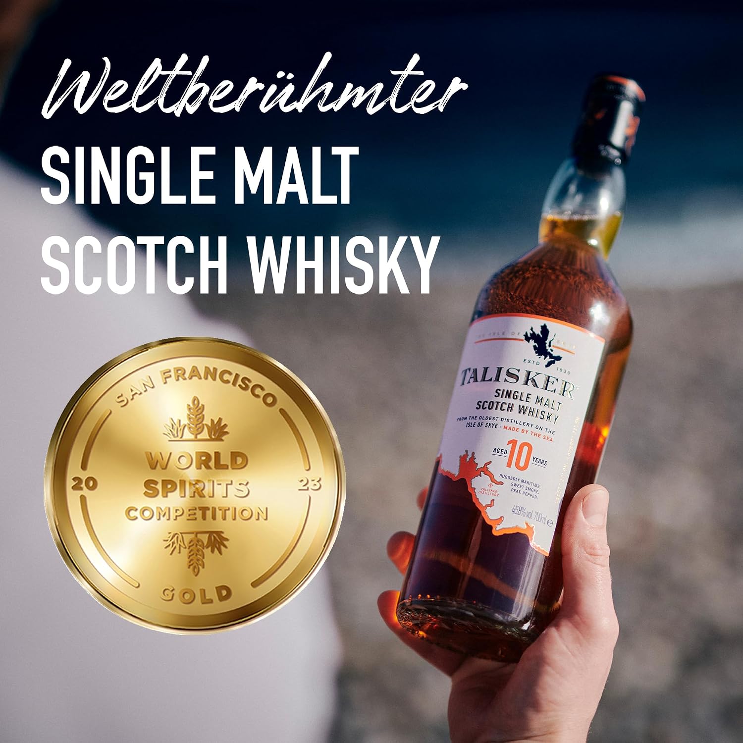 Detalle 2 de Talisker 10 Jahre – aromatischer Single Malt Scotch Whisky aus Skye, Geschenkverpackung