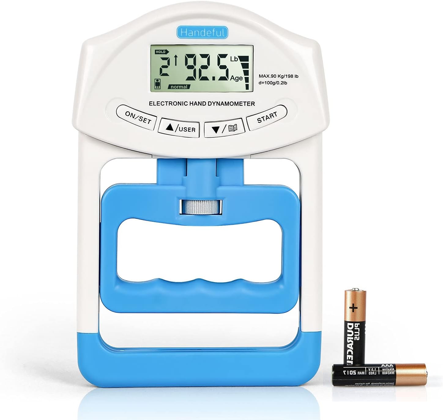 Detalle de Handeful HFEH11WBAA Digital Grip Strength Dynamometer, 198 lb, 0.2 lb Precision