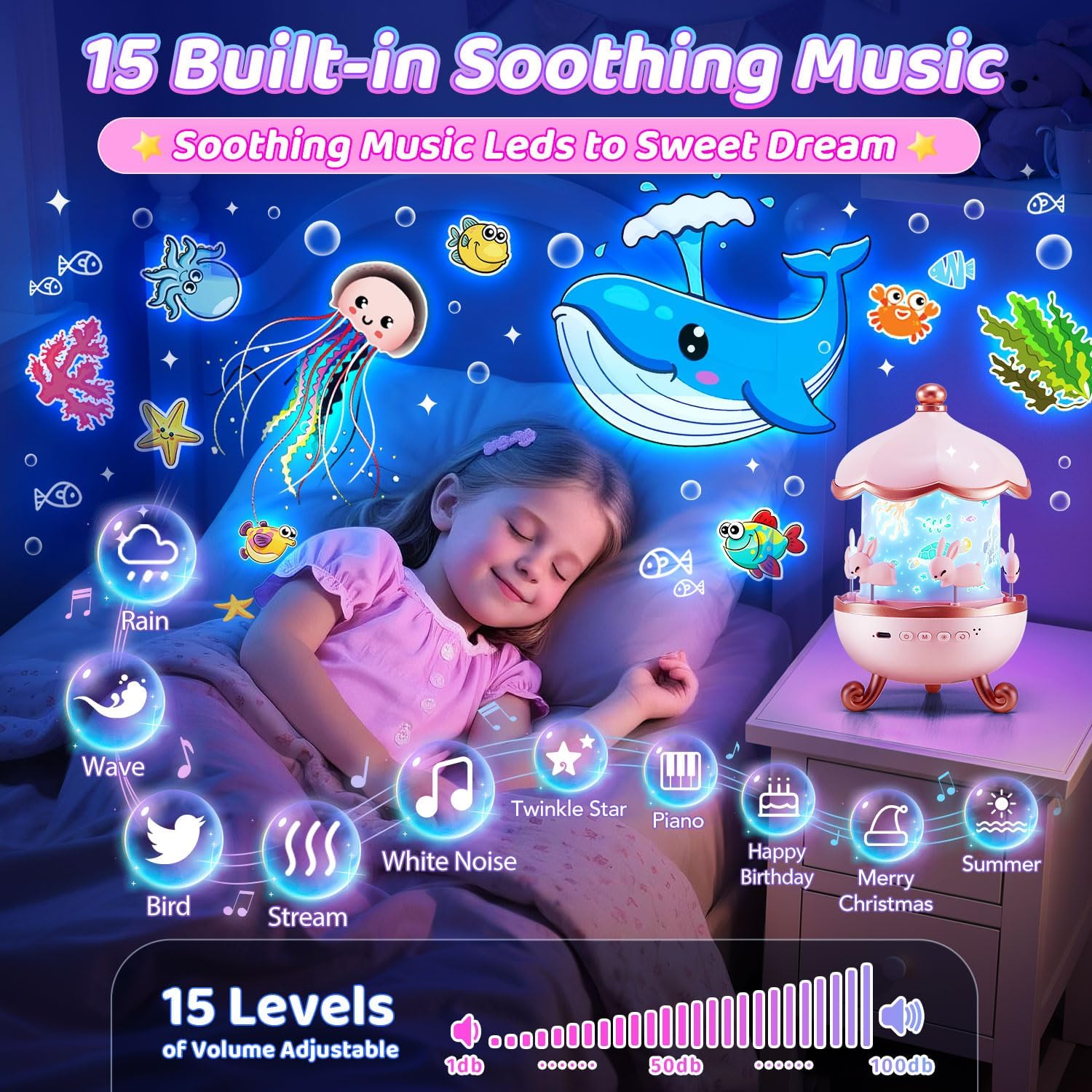 Thumbnail 5 de One Fire Night Light 1200mAh rechargeable kids projector