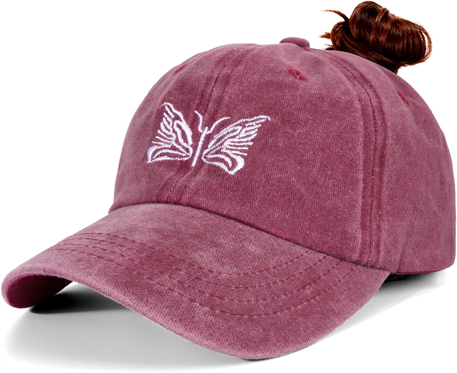 Thumbnail 6 de HeyCaps Women's Baseball Cap with Butterfly Embroidery and Ponytail Hole