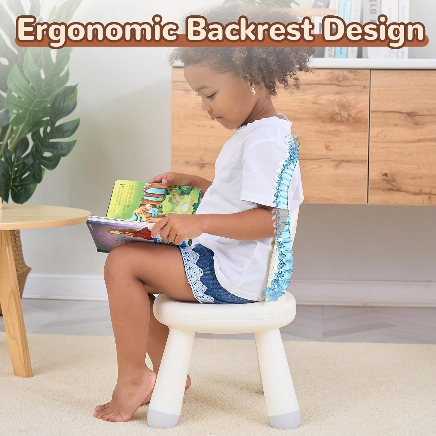 Thumbnail 5 de KidBloom Plastic Toddler Chair (1–3 years) with Ergonomic Rainbow Backrest, Pink