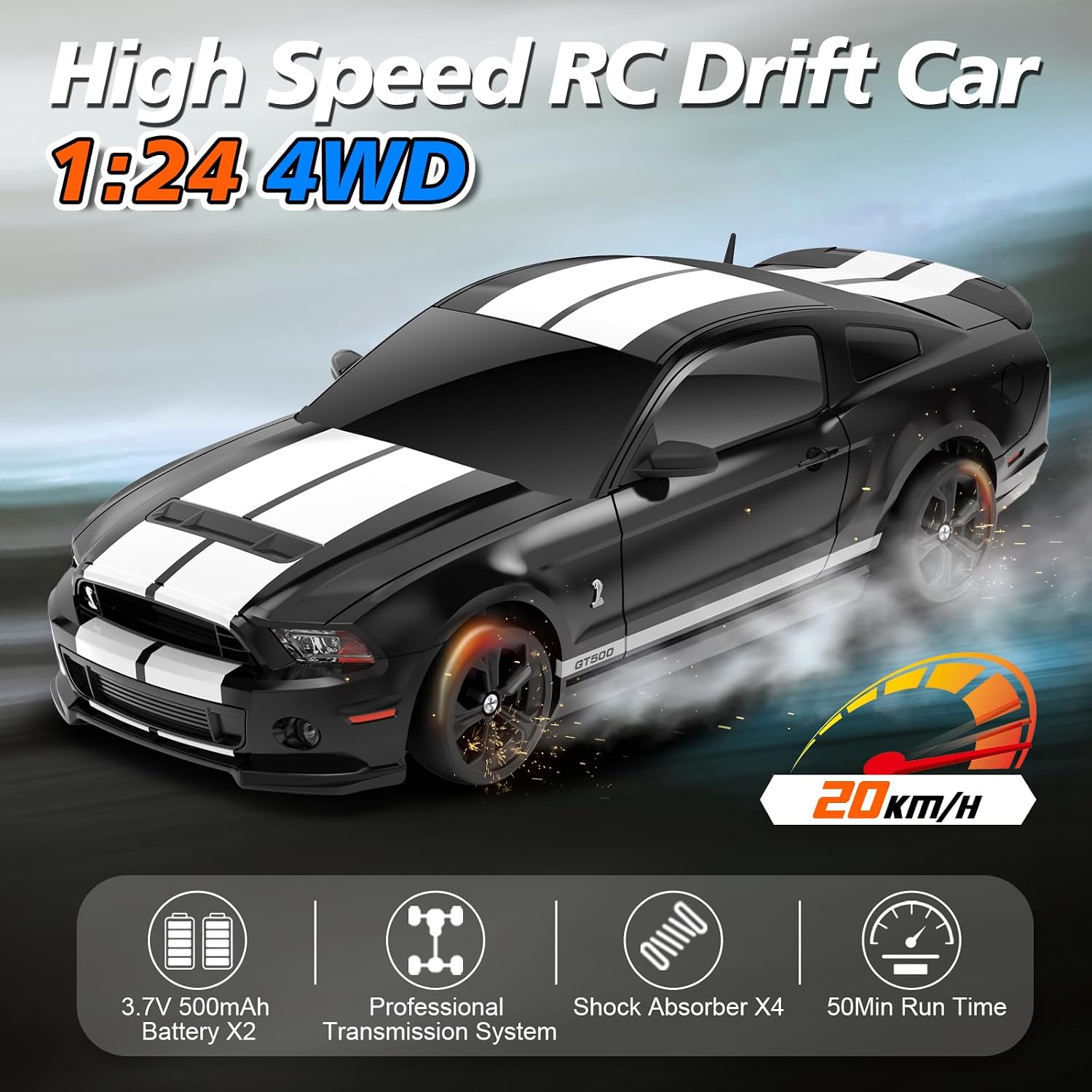 Thumbnail 1 de YONCHER RC Drift Auto Ford Mustang GT500