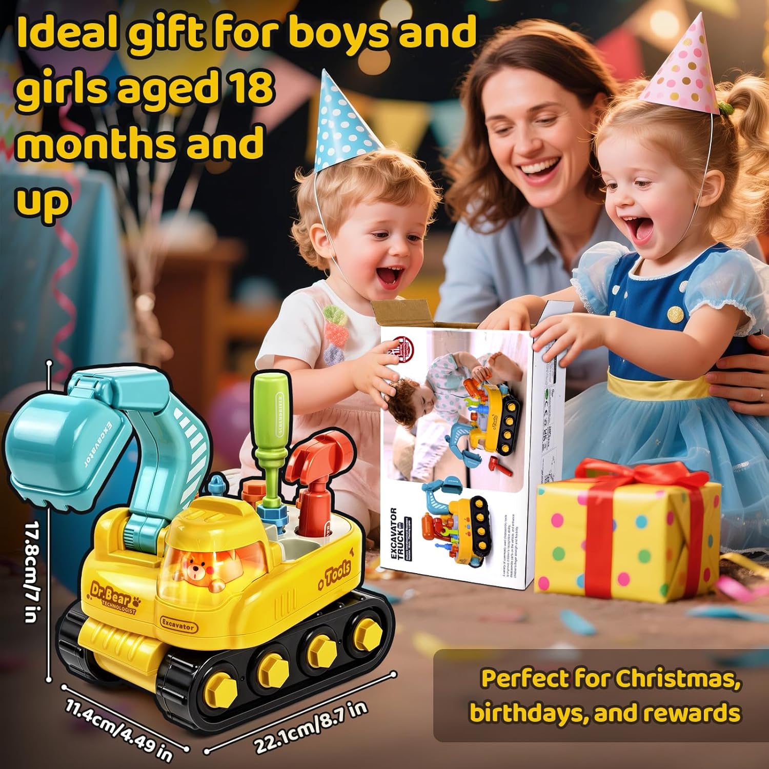 Thumbnail 3 de Toy for 2 Year Old with Electric Drill and Tools – Educational Excavator Toy by Dr. Bear