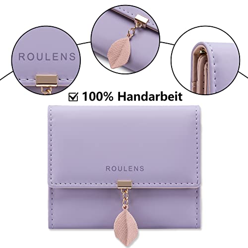 Detalle de Roulens Damen Geldbeutel mit RFID-Blockierung – Klein, veganem Leder, Kurzformat