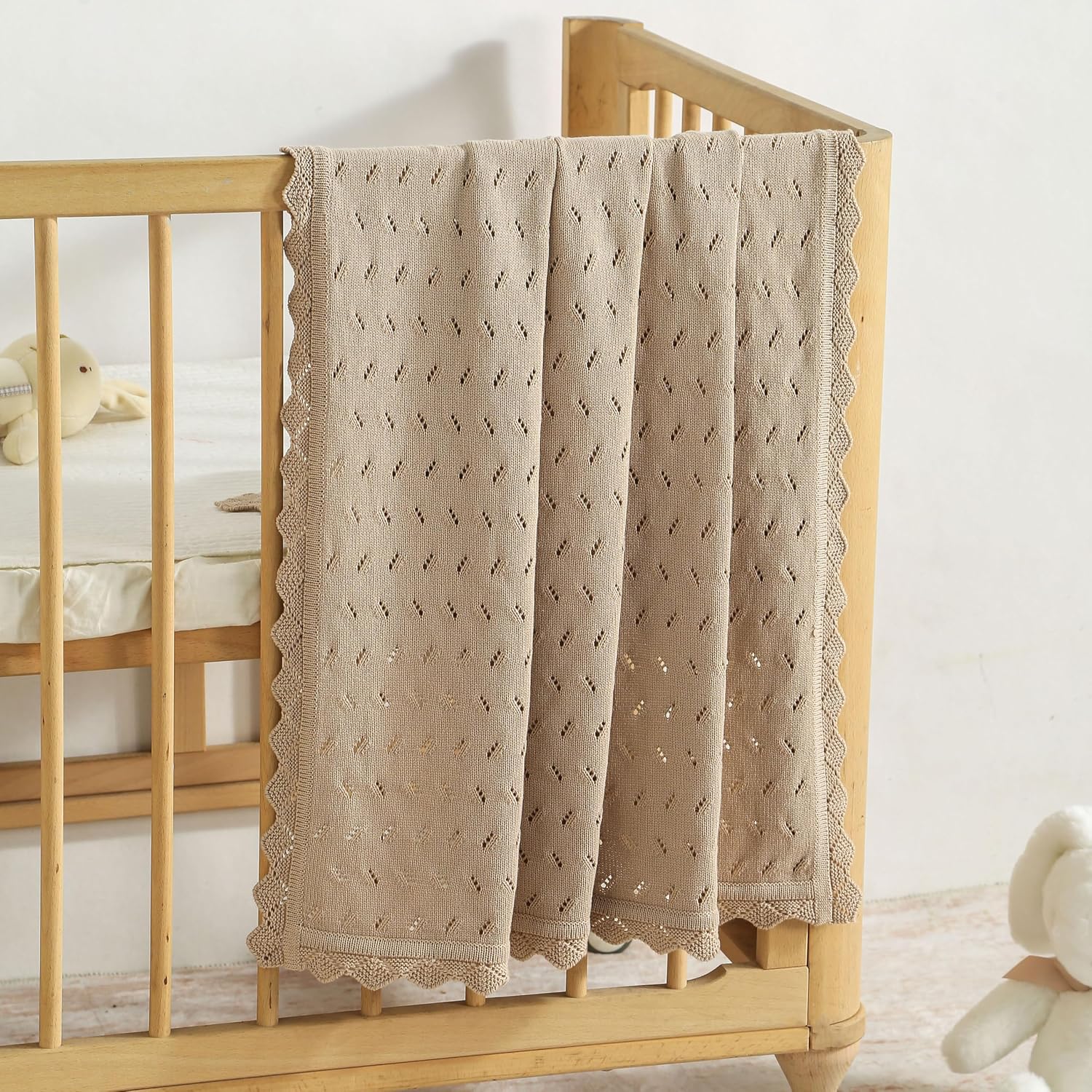 Detalle 2 de Loyfoky Baby Knit Blanket 100% Cotton 100x80cm