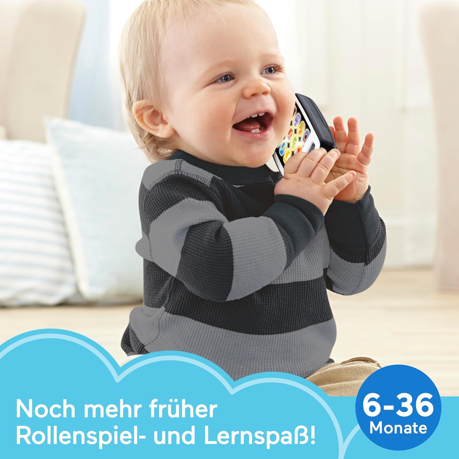 Thumbnail 1 de Fisher-Price Lernspaß Musikspielzeug Smartphone HXB89 (grau) – mit Lichtern, ab 6 Monaten