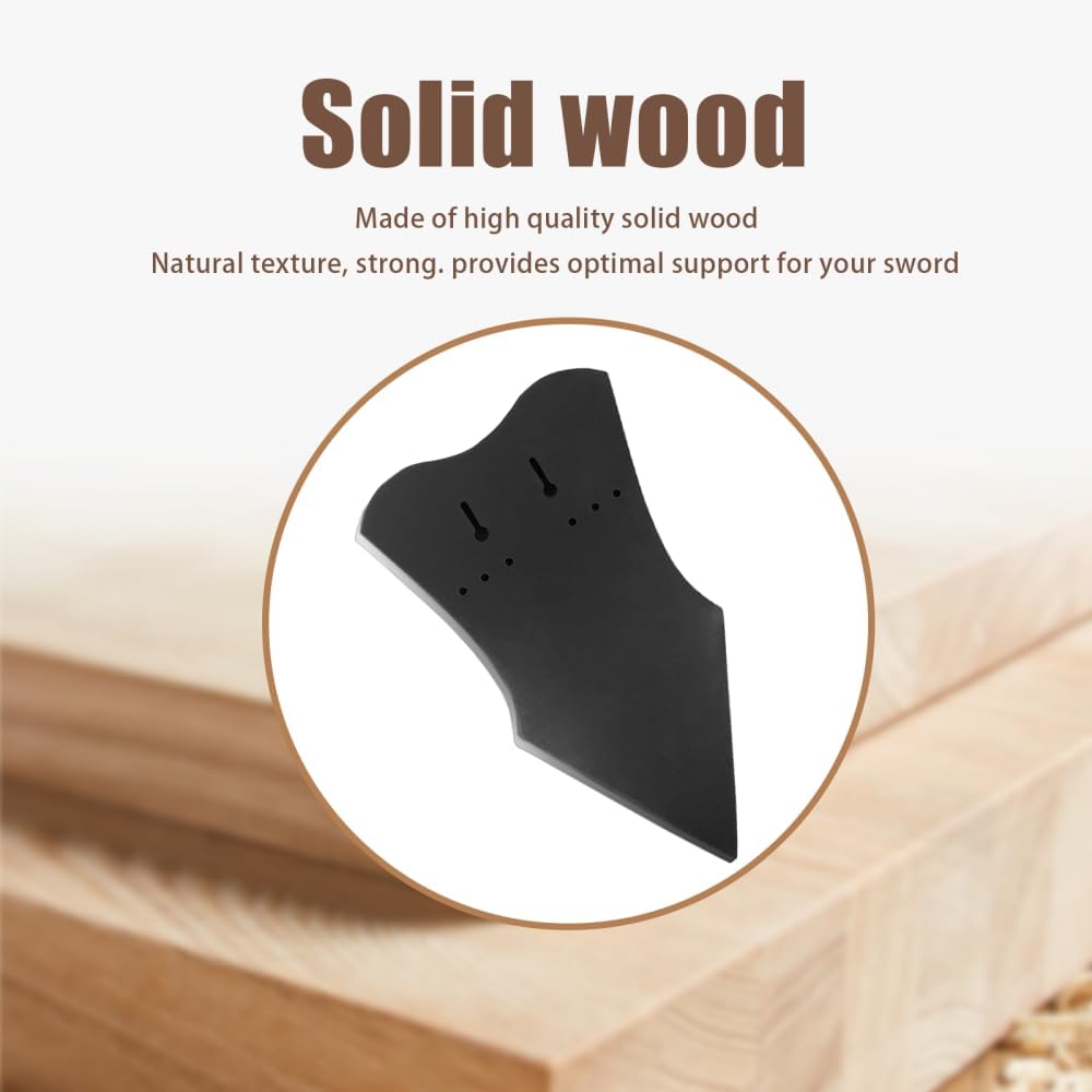 Thumbnail 3 de MiOYOOW Sword Wall Mount Display — Solid Wood Wall-Mounted Sword Stand with Adjustable Hooks