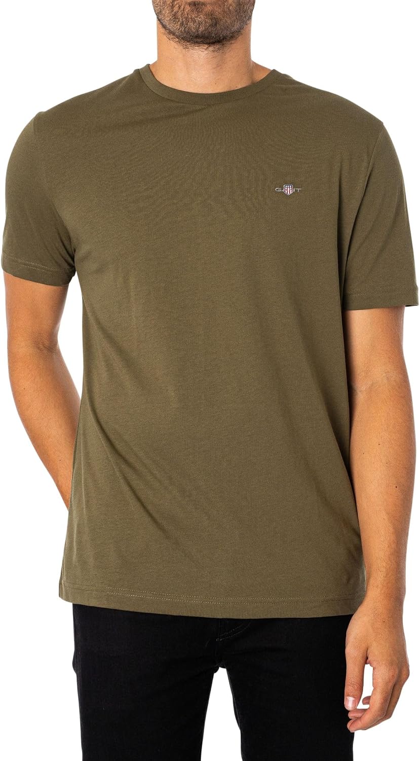 Detalle de GANT Herren Normales Schild-T-Shirt in Bubblegum Pink – normale Passform, hoher Baumwollanteil