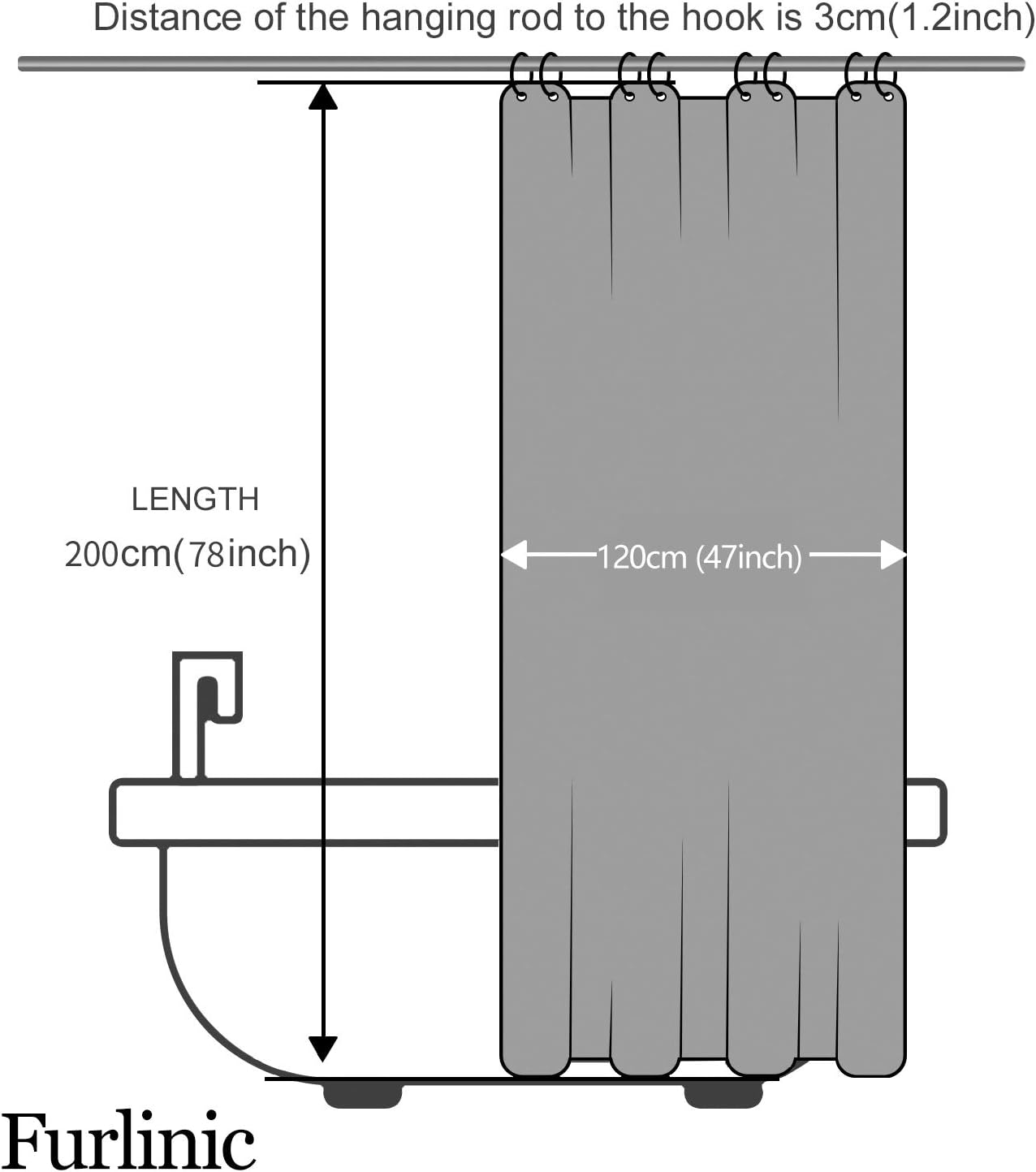 Detalle de Furlinic Tenda Doccia Anti-Muffa in Tessuto di Poliestere 120x200 cm con 8 Ganci – Liquida l’umidità, Facilità di Lavaggio