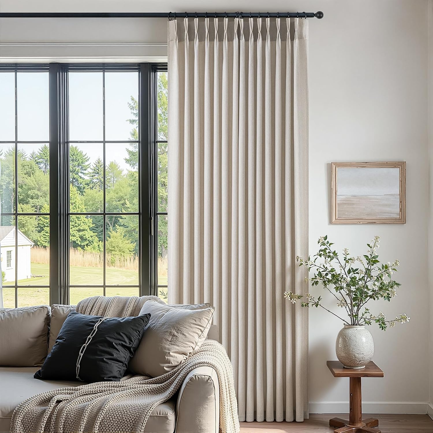 Thumbnail 4 de Drapenova light flitering curtain, Oatmeal Pinch-Pleat Curtains, 84-Inch