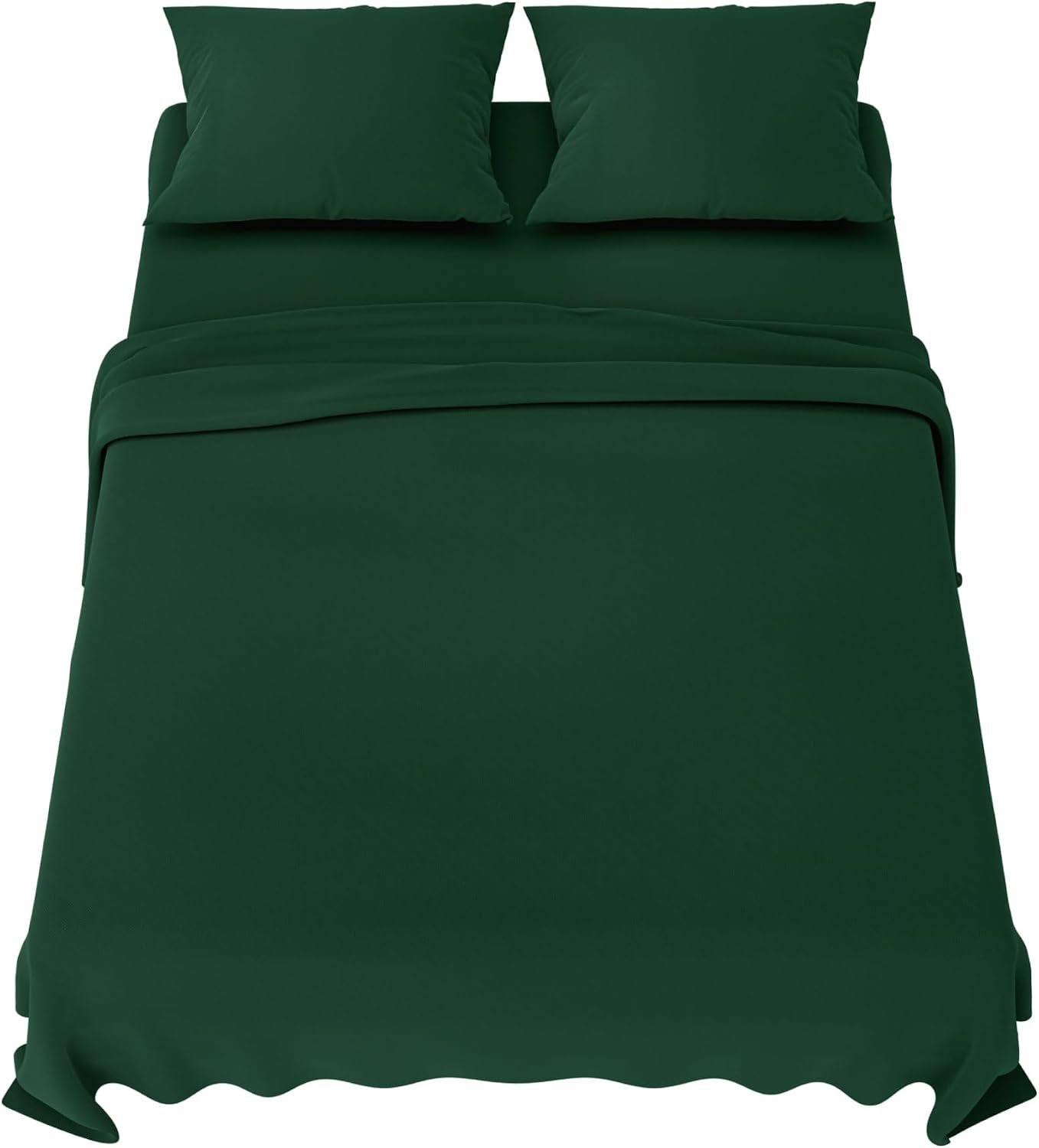 Detalle de Dreamzie Parure de lit 160x200 cm en microfibre (4 pièces) vert – drap housse, drap plat et taies 50x80, certifié Oeko-Tex