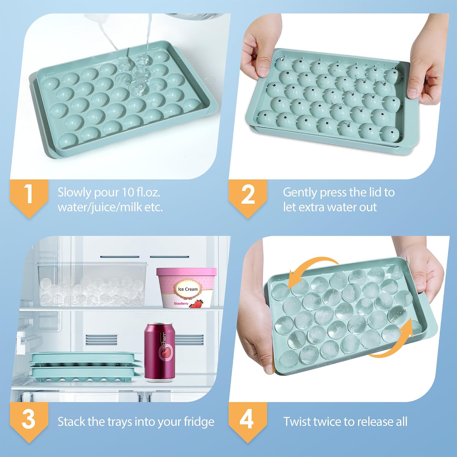 Thumbnail 3 de WIBIMEN Ice Cube Tray 1" — 2 Pack