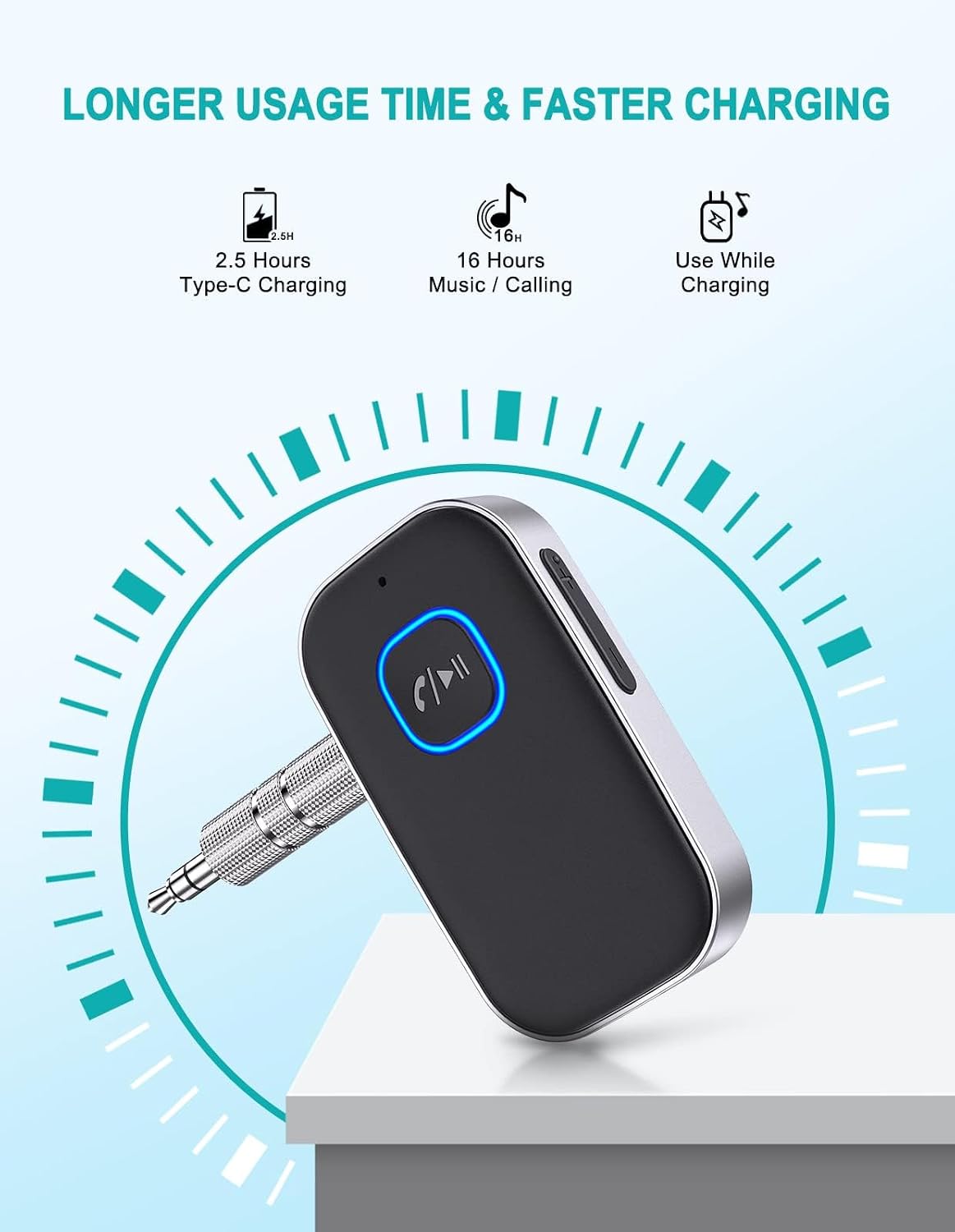Detalle de WOCBUY Bluetooth car adapter with 3.5 mm AUX
