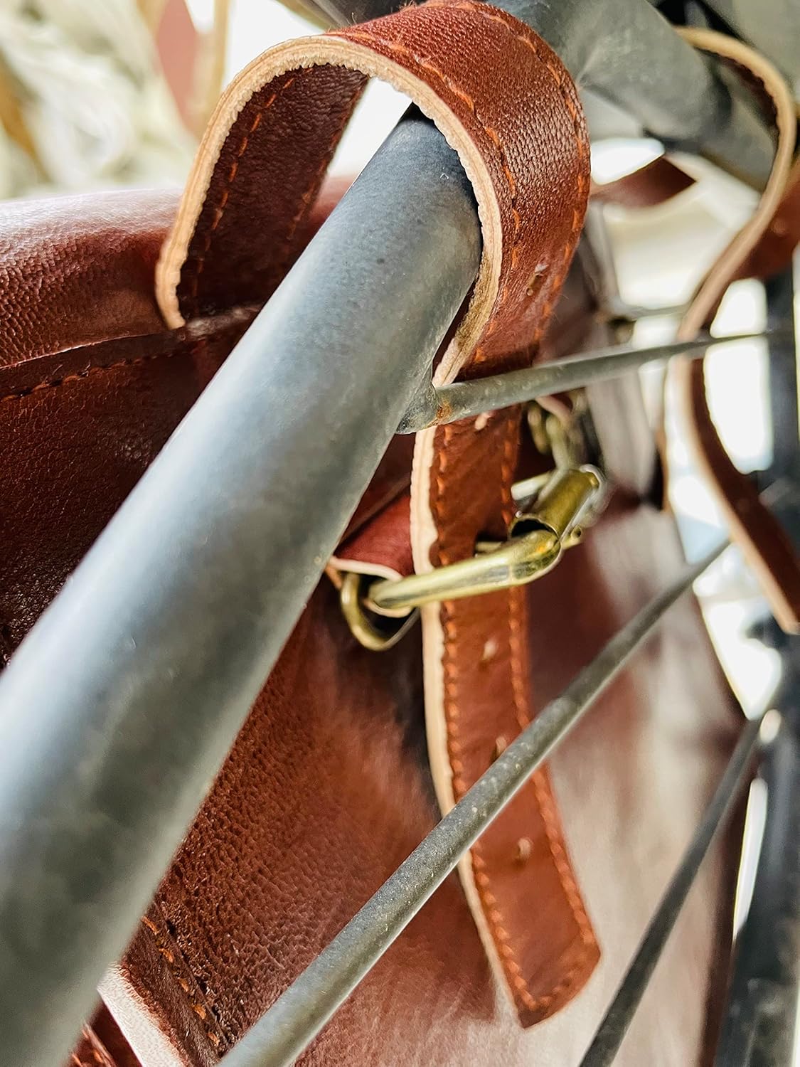 Detalle 2 de American Blue Borsa Laterale per Moto in Vera Pelle – Fatta a Mano, Grandi Dimensioni, da Sella Laterale