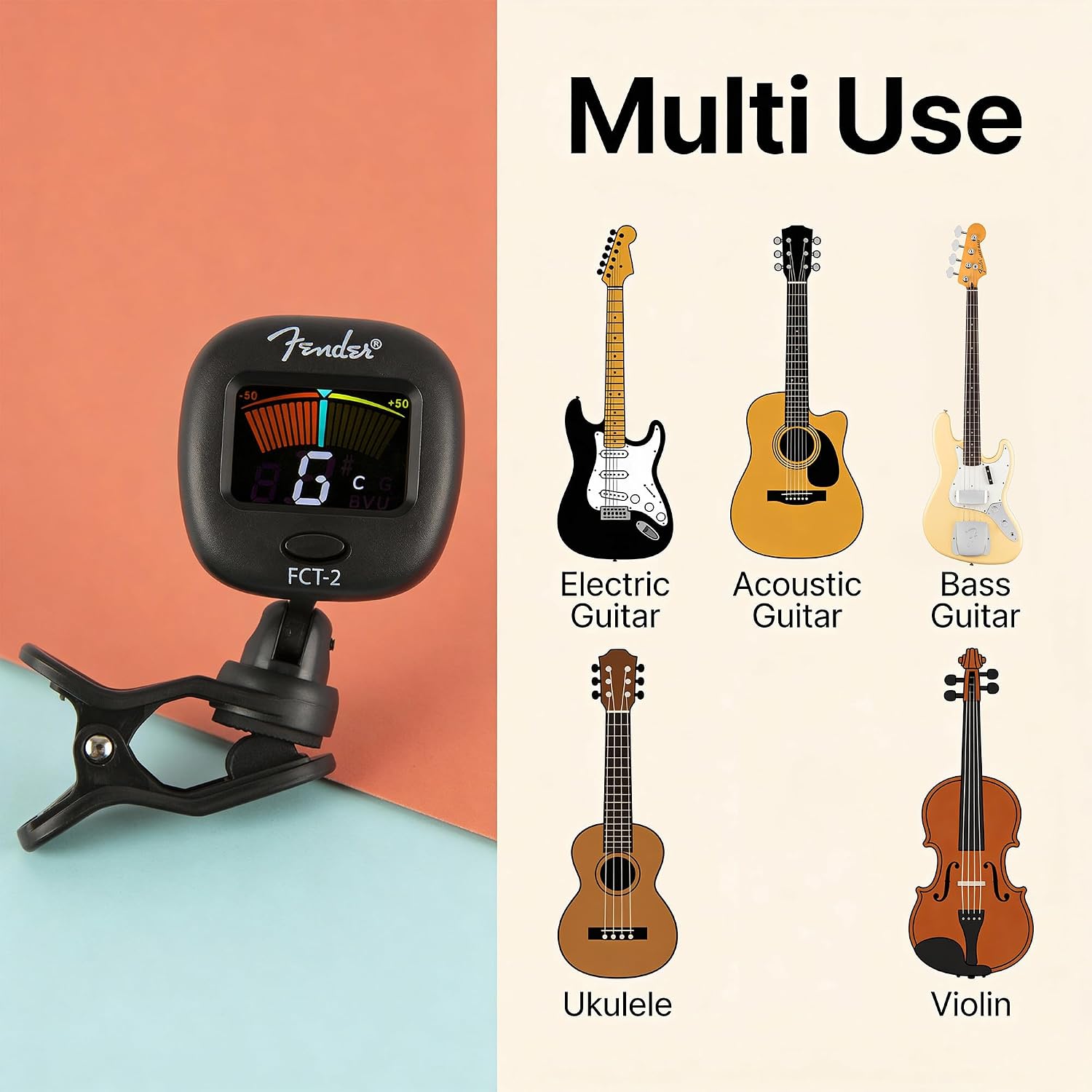 Detalle de Fender FCT-2 Professional Multi-Instrument Clip-On Tuner
