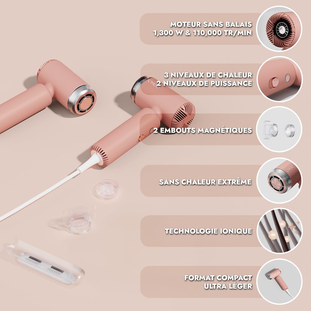 Thumbnail 4 de Osée Hydra Blow : sèche-cheveux puissant 1 300 W, technologie ionique et 2 embouts magnétiques