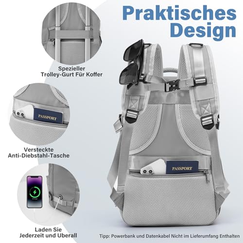 Thumbnail 5 de COOLIFE set de maleta de cabina y mochila de negocios TSA para avión (55 x 40 x 20 cm) compatible con Ryanair