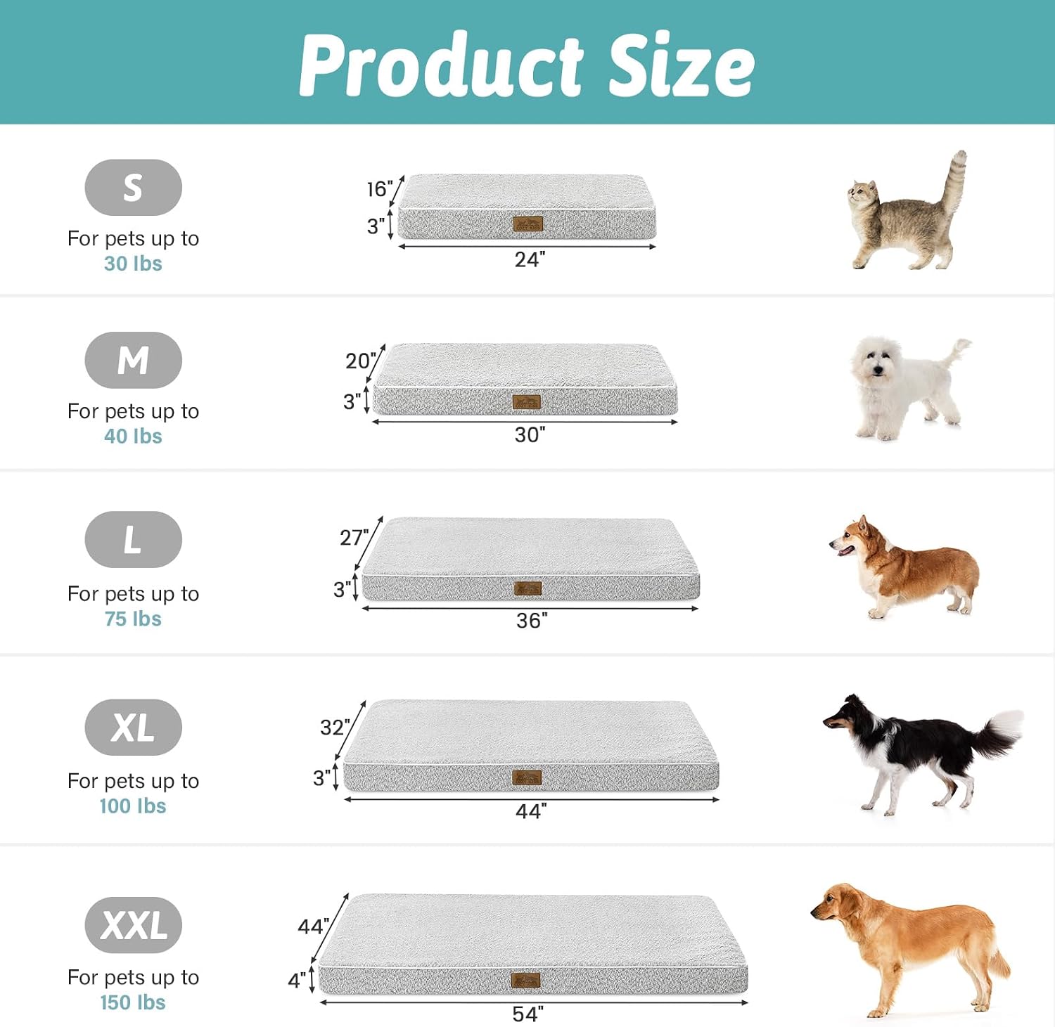 Detalle 2 de COZY KISS orthopädisches Hundebett für große Hunde (Größe L, 91 x 68 x 7,6 cm) – abnehmbarer waschbarer Bezug, wasserabweisendes Futter, grau