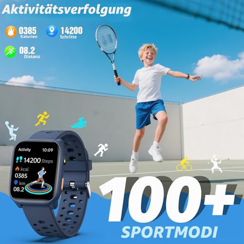 Thumbnail 3 de ModaWin Smartwatch Kinder – 1,85'' HD-Touchscreen, IP68, 100+ Sportmodi, Schlafmonitor & Pulsüberwachung (Blau)