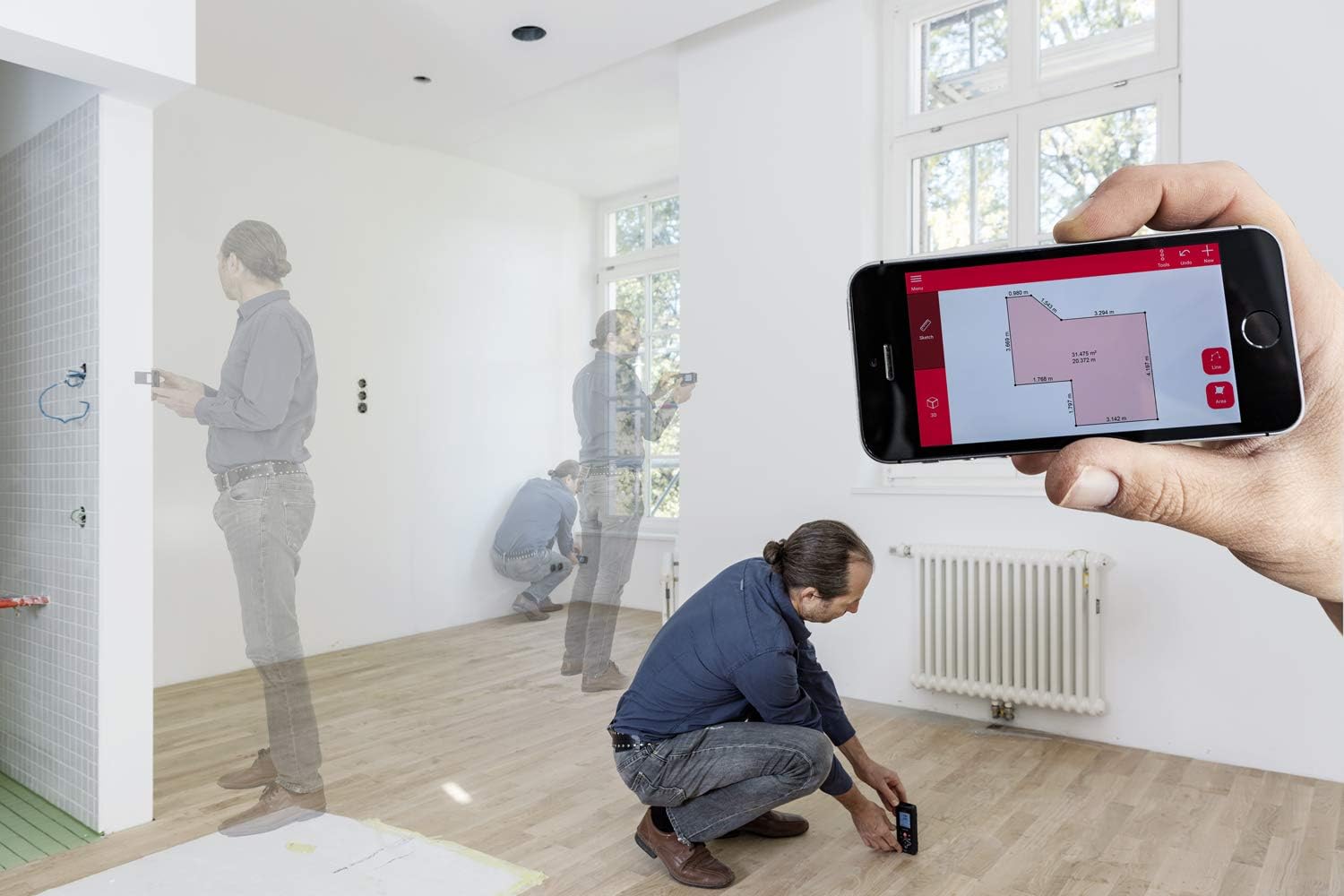 Detalle 2 de Leica DISTO X4 – dalmierz laserowy IP65 z Bluetooth i kamerą celowniczą