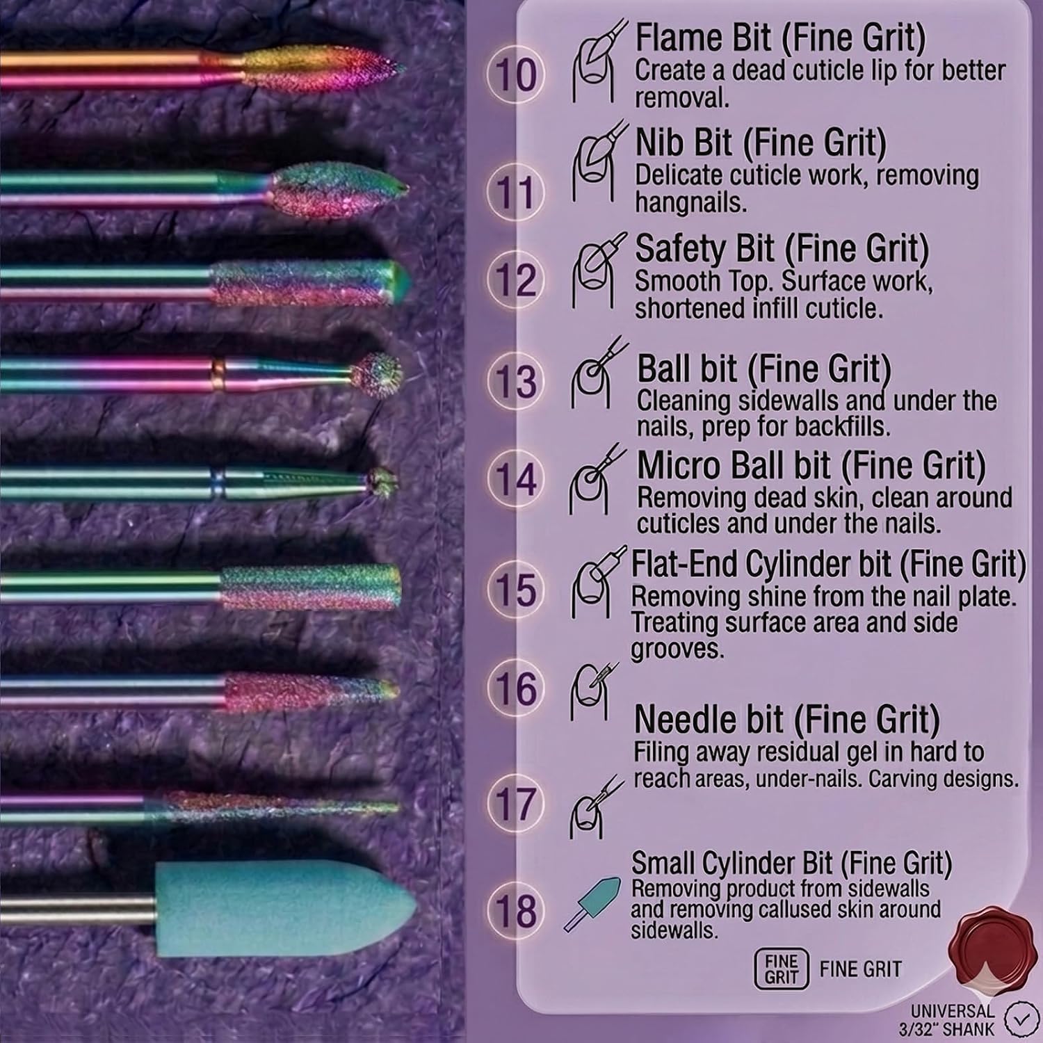 Thumbnail 3 de 30Pcs Nail Drill Bits Set 3/32-inch Carbide Kit 💅